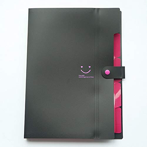 LKL File Folders Waterproof Office Plastic File Pockets Multi Pocket Document Organizer A4 File Expansion Document Folder Binder (Color : Black)