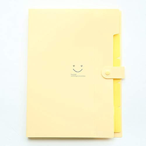 LKL File Folders Waterproof Office Plastic File Pockets Multi Pocket Document Organizer A4 File Expansion Document Folder Binder (Color : Light Yellow)