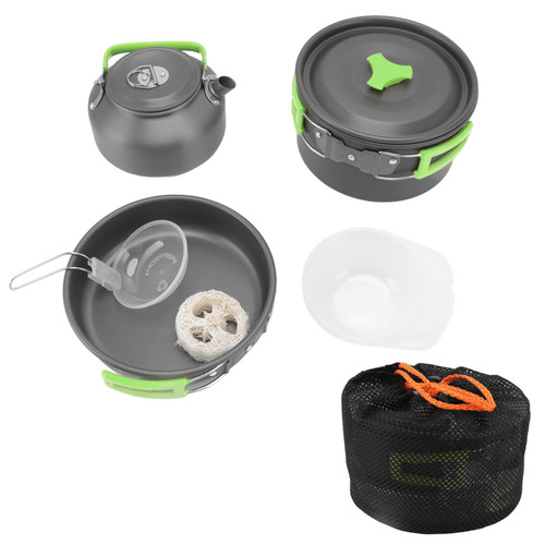 BORDSTRACT Camping Cookwares Kit, Set of 9 Backpack Camping Pot, Pan, Teapot and Bowl Set, Compact & Lightweight Cookwares for Hiking, Picnic and Camping(Green) BORDSTRACT Camping Cookwares Kit, Set of 9 Backpack Camping Pot, Pan, Teapot and Bowl Set, Compact & Lightweight Cookwares for Hiking, Picnic and Camping(Green)