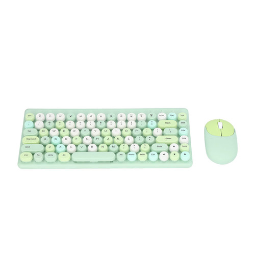 Wireless Gaming Keyboard and Mouse Combo Ergonomic 1200DPI with 86 Keys Retro Round Concave Keycap(Green)