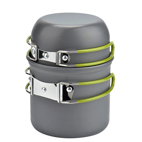 TANGIST 2 Pcs Camping Cookware Mess Kit Camping Cookware with Vented Lids & Foldable Locking Handle Picnic for Backpacking Outdoor Camping Hiking and Picnic Green