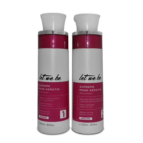 Let Me Be | Supreme Mask Keratin Kit | Deep Cleansing Shampoo + Keratin Smoothing System | (2x) 500 ml / 17.6 fl.oz.