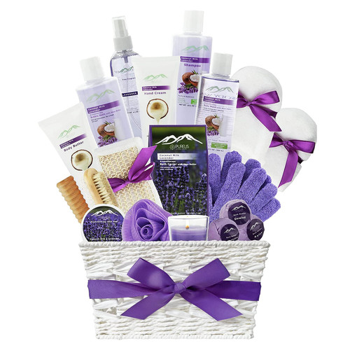 Spa Gift Basket for Women! Bath & Beauty Gift Basket Spa Basket, Choose Lavender Spa Kit Bed Body & Bath Gift Baskets for Women! Bath Gift Set Bubble Bath Basket Body Lotion Gift Set.