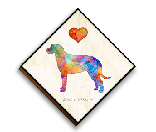 Irish Wolfhound Dog Diamond Shaped Mounted Art Print by Dan Morris