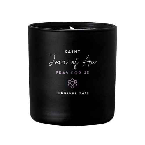 St. Joan of Arc, Pray for Us Candle - Black - Midnight Mass Scent - JLily The Saints Scented Prayer Candle