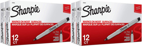 Sharpie Permanent Markers, Ultra-Fine Point, Black, 24-Count(2 Pack)