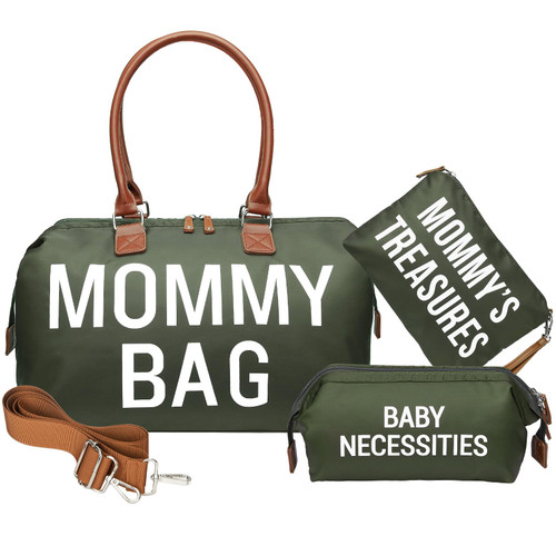 printe Mommy Bag, Hospital Bag for Labor and Delivery, Large Diaper Bag for Mom Overnight Travel, Waterproof Baby Bag with Pouches and Straps, Olive Green