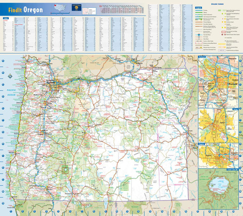 Oregon State Wall Map - 20.75" x 18.5" Rolled Canvas