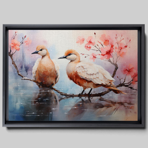 Landscape wall art Swan prints and, Living room canvas, Abstract wall decor Bedroom, home decor, New Apartment Gift, Apartment Decor,Watercolor abstract Swan canvas painting