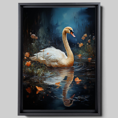 Canvas Swan wall art, Framed Canvas Swan Wall Art, Print Modern Home Artwork for Living Room, Landscape Painting Swan,Watercolor abstract Swan canvas painting