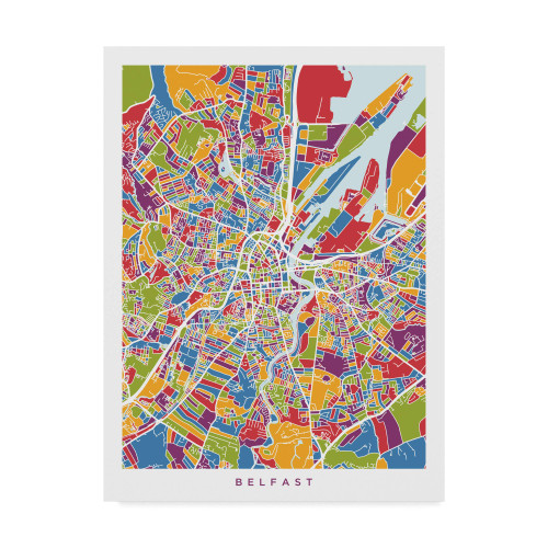 Trademark Fine Art Belfast Northern Ireland City Map by Michael Tompsett, 18x24 Trademark Fine Art Belfast Northern Ireland City Map by Michael Tompsett, 18x24