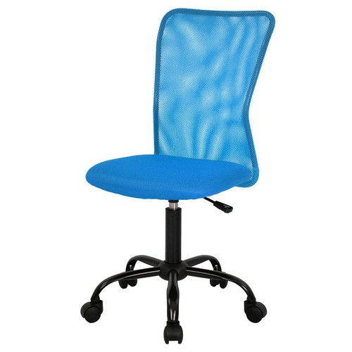Home Office Chair Mid Back Mesh Desk Chair Armless Computer Chair Ergonomic Task Rolling Swivel Chair Back Support Adjustable Modern Chair with Lumbar Support (Blue)