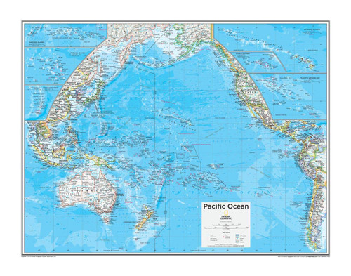 National Geographic: Pacific Ocean Political Wall Map - 28 x 22 inches - Laminated