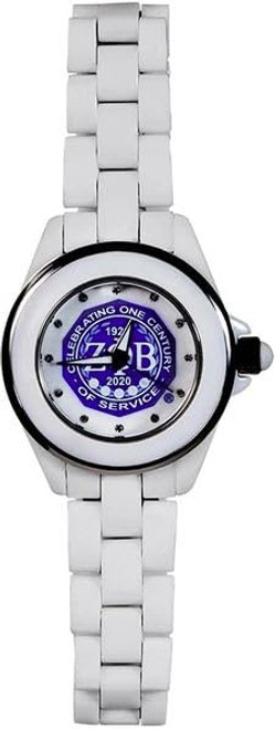 Zeta Phi Beta (ZPB) Sorority Seal Watch with Blue Leather Band, 88S-S23
