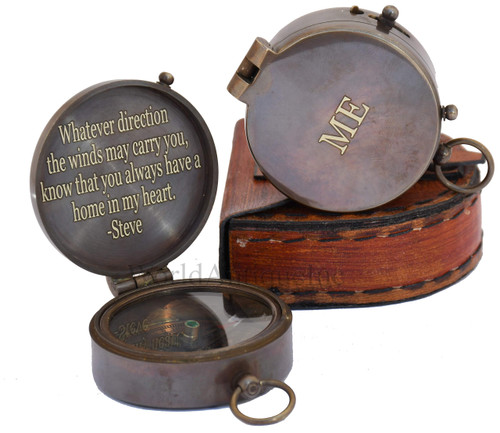Engraved Compass Personalized Compass Antique Compass Custom Gift Brass Compass Gift for Graduation, Anniversary, Baptism, Retirement, or Christmas - Vintage Style Working Compass with Wooden Box Engraved Compass Personalized Compass Antique Compass Custom Gift Brass Compass Gift for Graduation, Anniversary, Baptism, Retirement, or Christmas - Vintage Style Working Compass with Wooden Box