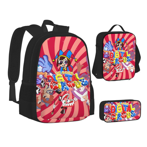 SHAARI The Amazing Digital Circus Backpack Set with Cartoon Backpacks Lunch Bag Pencil Case Pencil Bag