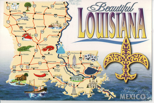 ConversationPrints LOUISIANA STATE MAP GLOSSY POSTER PICTURE PHOTO new orleans big easy saints (24"x36")