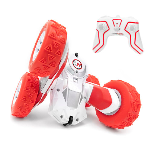 LiteHawk RC Rowdy Remote-Controlled Stunt Car, 2.4Ghz 4 Channel Radio, 4WD Stunt Toy Vehicle RC Car for Kids Ages 6+