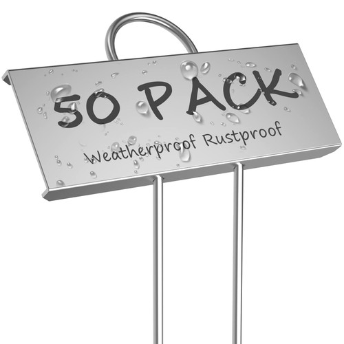 STARTOSTAR 50-Pack Metal Plant Labels Weatherproof Garden Markers,Height 10.6'', Label Area 3.5''X 1.2'' Reusable Nursery Tags for Vegetables Herb Flower Seed Greenhouse - Zinc