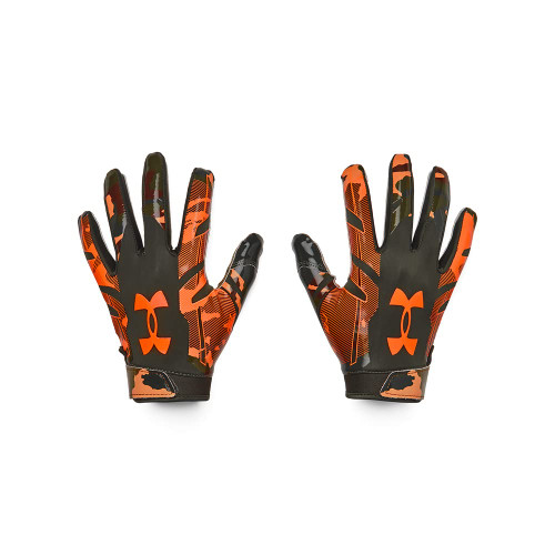 Under Armour Men's Standard F8 Novelty Football Gloves, (310) Baroque Green / / Blaze Orange, XX-Large