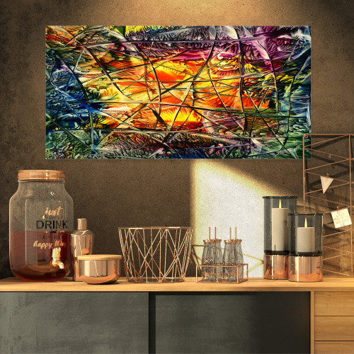 Designart Amber Abstract-Canvas Artwork-32x16, 32x16, Orange