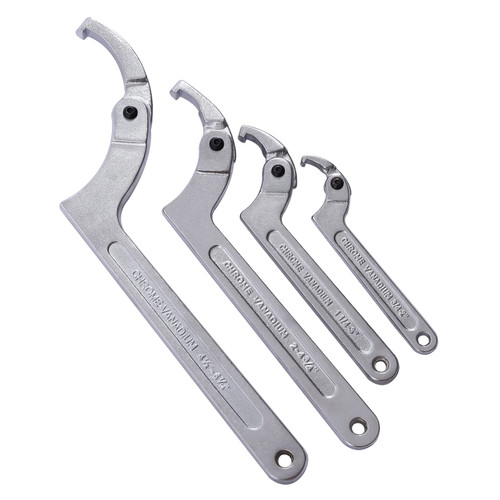 4 Pieces C Pin Spanner Hook Wrench Adjustable Spanner Wrench Set Adjustable C Spanner C Wrench Chrome Vanadium for Tighten Lock Nuts and Bearings