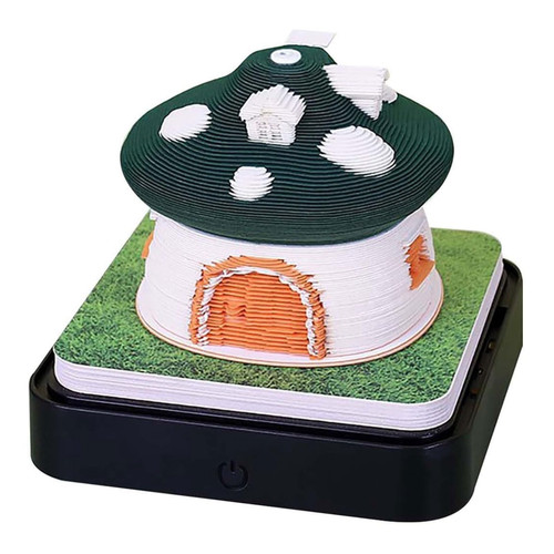 uvoo 3D Memo Pad 2024 Creative Desk Calendar Notepad w/Lights 3D Memo Pad DIY Paper House Sculpture School Year Desktop Decoration Art Notepad (Color : D)