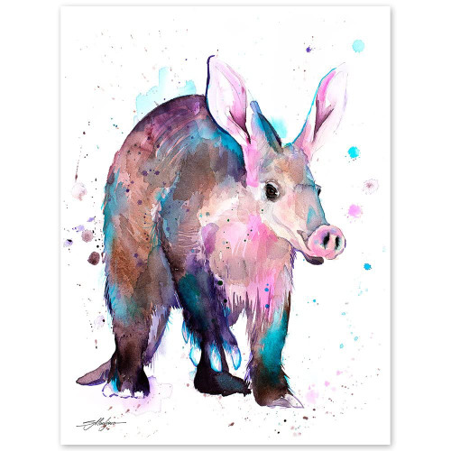 Aardvark watercolor painting print 12x16 inches
