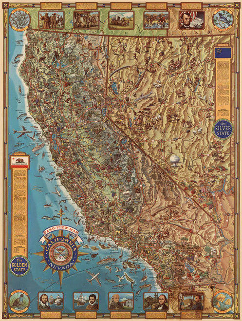 1962 Pano-View Map - California & Nevada 1962 Pano-View Map - California & Nevada