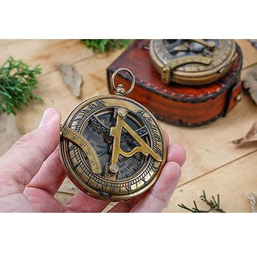 Brass Pocket Compass with Leather Case for Hiking Camping | Handmade Nautical Brass Push Open Compass | Personalized Compass | Brass Sundial | Gift for All The Occasions Brass Pocket Compass with Leather Case for Hiking Camping | Handmade Nautical Brass Push Open Compass | Personalized Compass | Brass Sundial | Gift for All The Occasions