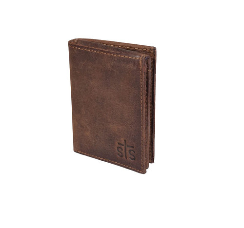 STS Ranchwear Men's Foreman Tri-fold Wallet, Distressed Brown Leather, One Size