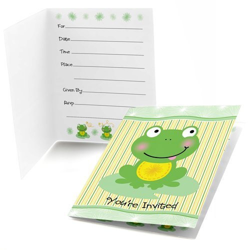 Big Dot of Happiness Froggy Frog - Fill-in Baby Shower or Birthday Party Invitations (8 Count)