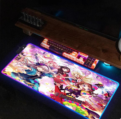 Mouse Pads Girl Anime LED Mouse Pad Gamer Desk Mat Gaming Keyboard Pc Cabinet Mousepad RGB Mats XXL 900x400x4MM