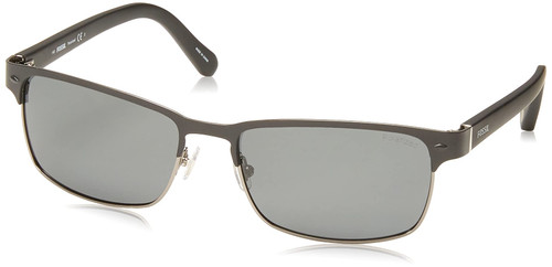 Fossil FOS3000ps Polarized Rectangular Sunglasses, Matte Black Ruthenium, 57 mm