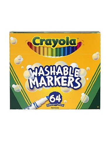 Crayola Washable Skinny Markers Pack of 64 Set of 64 [Pack of 2 ]