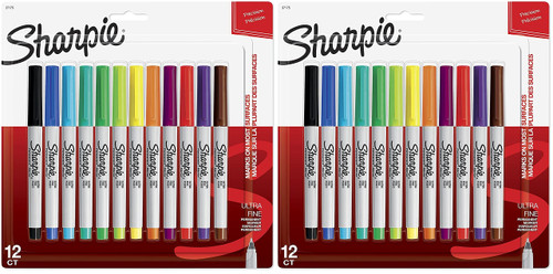 37175 Permanent Markers, Ultra-Fine Point, Assorted Colors, 12 Pack .0 2 Pack (12 Count - Assorted)