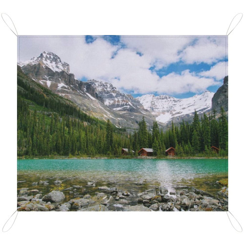 Canada Ohara Lake Yoho National Park with Mountains Nature Scenery Art Photo Outdoor Picnic Blanket Waterproof Foldable Mat for Beach Camping Hiking Travel 79"x57"