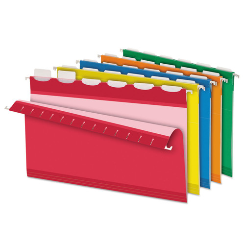 Pendaflex 42593 Colored Reinforced Hanging Folders, 1/6 Tab, Legal, Asst, 25/Box