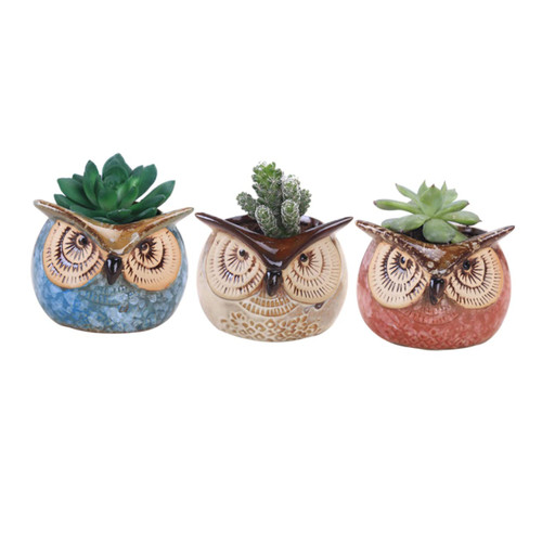 NOLITOY 6pcs Mini Succulent Plants Office Decor Ceramic Flower pots Mini pots Owl Flower Pot Bonsai pots Succulent Flowerpot Succulent Basin Succulent Pot Flower Holder Ceramics Succulents
