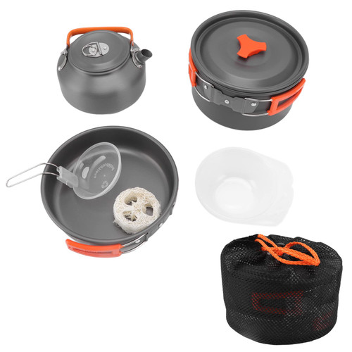 BORDSTRACT Camping Cookwares Kit, Set of 9 Backpack Camping Pot, Pan, Teapot and Bowl Set, Compact & Lightweight Cookwares for Hiking, Picnic and Camping(Orange) BORDSTRACT Camping Cookwares Kit, Set of 9 Backpack Camping Pot, Pan, Teapot and Bowl Set, Compact & Lightweight Cookwares for Hiking, Picnic and Camping(Orange)