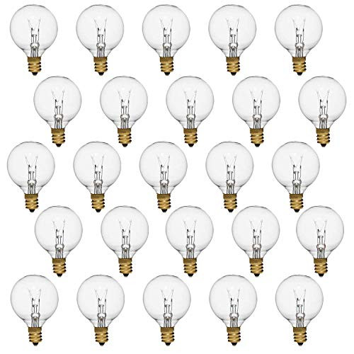 Incandescent Bulbs, Clear G40 Globe Bulbs with Candelabra Screw Base, E12 Candelabra Base Light Glass Bulbs-25Pack