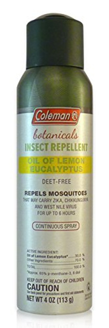 Coleman Deet Free Oil of Lemon Eucalyptus, Naturally-based Insect Repellent, Continuous Spray 4 oz.