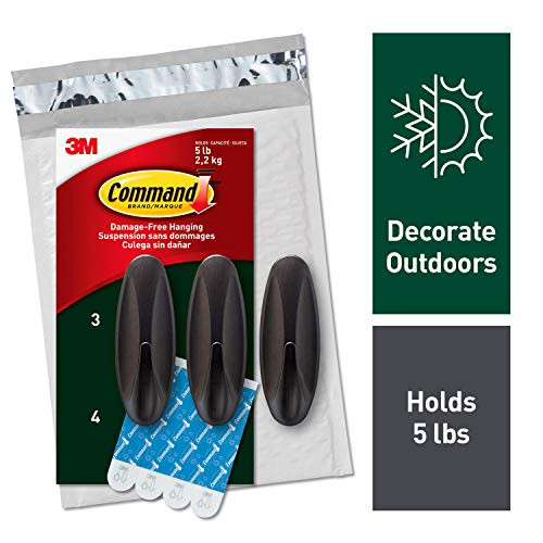 Command Outdoor Large Hooks, 3 hooks, 4 strips, Decorate Damage-Free, Ships In Own Container (AW083BZ-3NA)