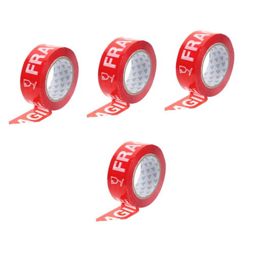 STOBOK 4 Rolls Fragile Warning Tape Clear Tape Heavy Duty Tape Shipping Tape Refills Packing Tape Dispenser Fragile Labels Nursing Stickers Fragile Stickers Warning Stickers Small Plastic