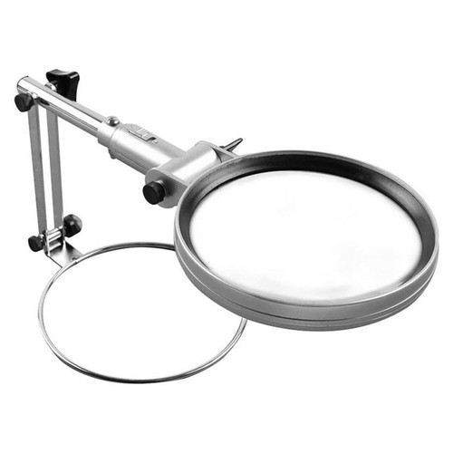 Desktop Foldable Magnifier, 4.8 Inch 2X LED Magnifying Glass with Metal Bracket Hands-Free Loupe Magnifying Glass Reading Repair Hobby and Crafts