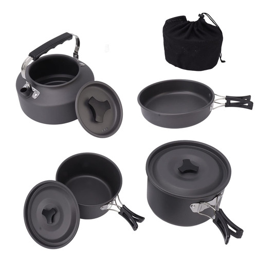 Camping Cookware, 9pcs Camping Pots and Pans Set Camping Cooking Set for Outdoor Backpacking Camping Hiking Picnic with Storage Bag