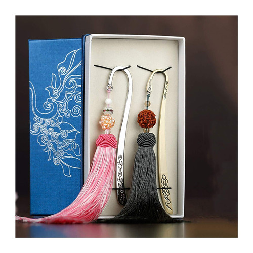XIAOSAKU Bookmarks Exquisite Metal Bookmarks with Tassel Vintage Bookmark Unique Ancient Bookmark for Book Lovers Idea Gift for Girls Women Bookmarks for Book Lovers