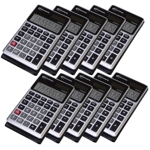 Innovera 15922 Pocket Calculator, Dual Power, 12-Digit LCD Display / 10 Pack