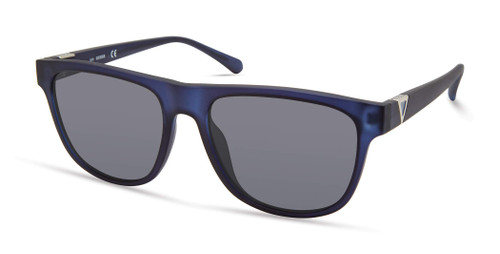 GUESS Men's Rounded Bottom Square Sunglasses, Matte Blue, 55mm