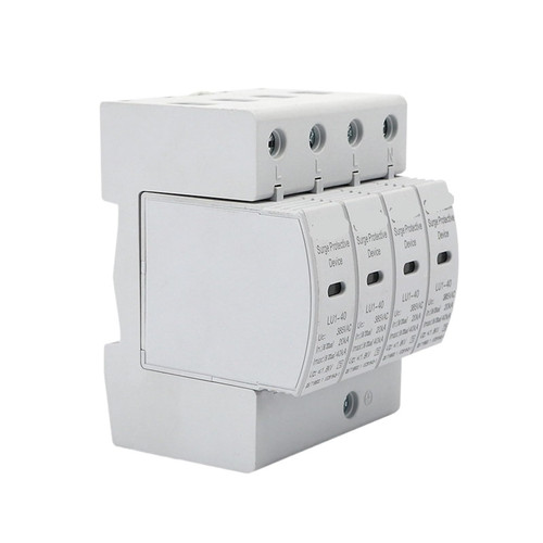 1PCS AC Lightning Arrester 4P Surge Protector 20KA~40KA 385V Household Surge Protector Protection Low Voltage Arrester Rail Installation